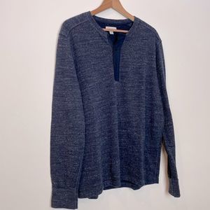 J. Crew Knit Goods Blue Henley Long Sleeve Size L